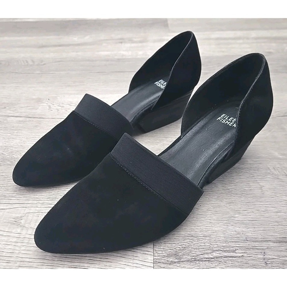 Eileen Fisher Hilly Wedge D'orsay Pump Women's Black Suede Slip-On Heels Sz 9.5 - Picture 4 of 5